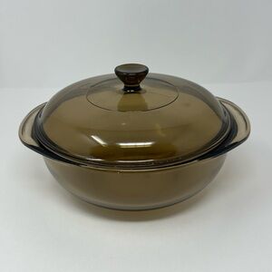 VINTAGE PYREX 023 AMBER BROWN COVERED CASSEROLE 1.5 L with LID G1